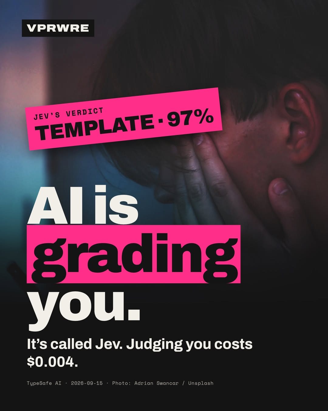 Cover card of the @vprwre carousel: AI is grading you.